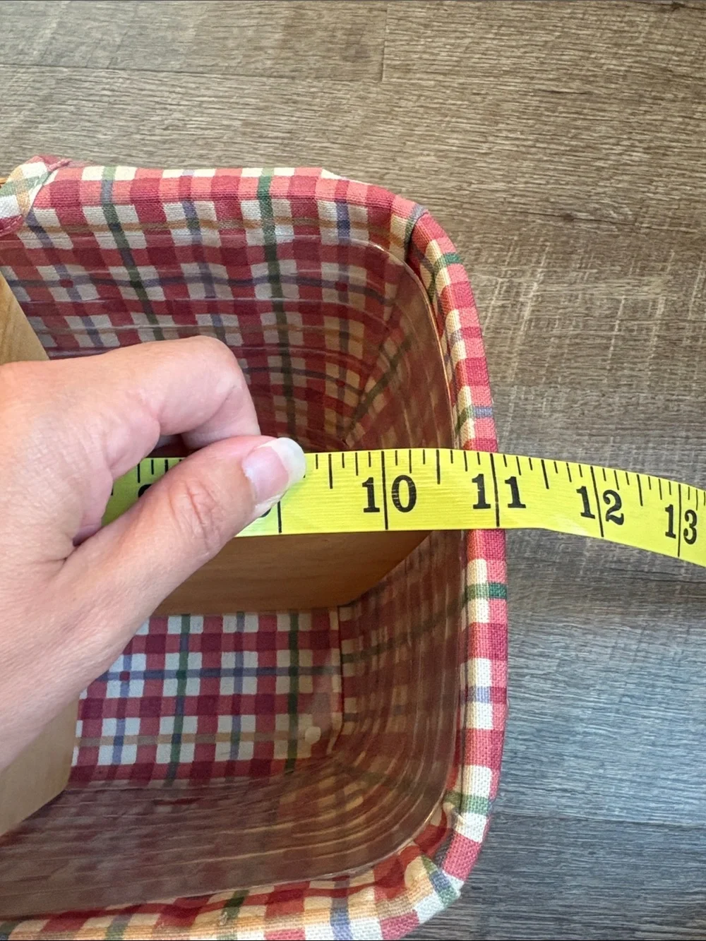 Longaberger Woven Basket Red/White Plaid Liner Wooden Divider & Protector 2000